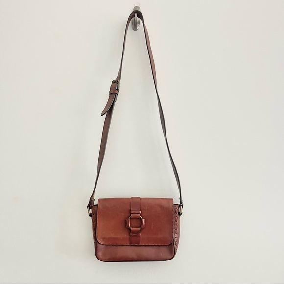 Massimo Dutti Handbags - Massimo Dutti Chic Brown Leather Crossbody Bag w Woven Details Square Purse